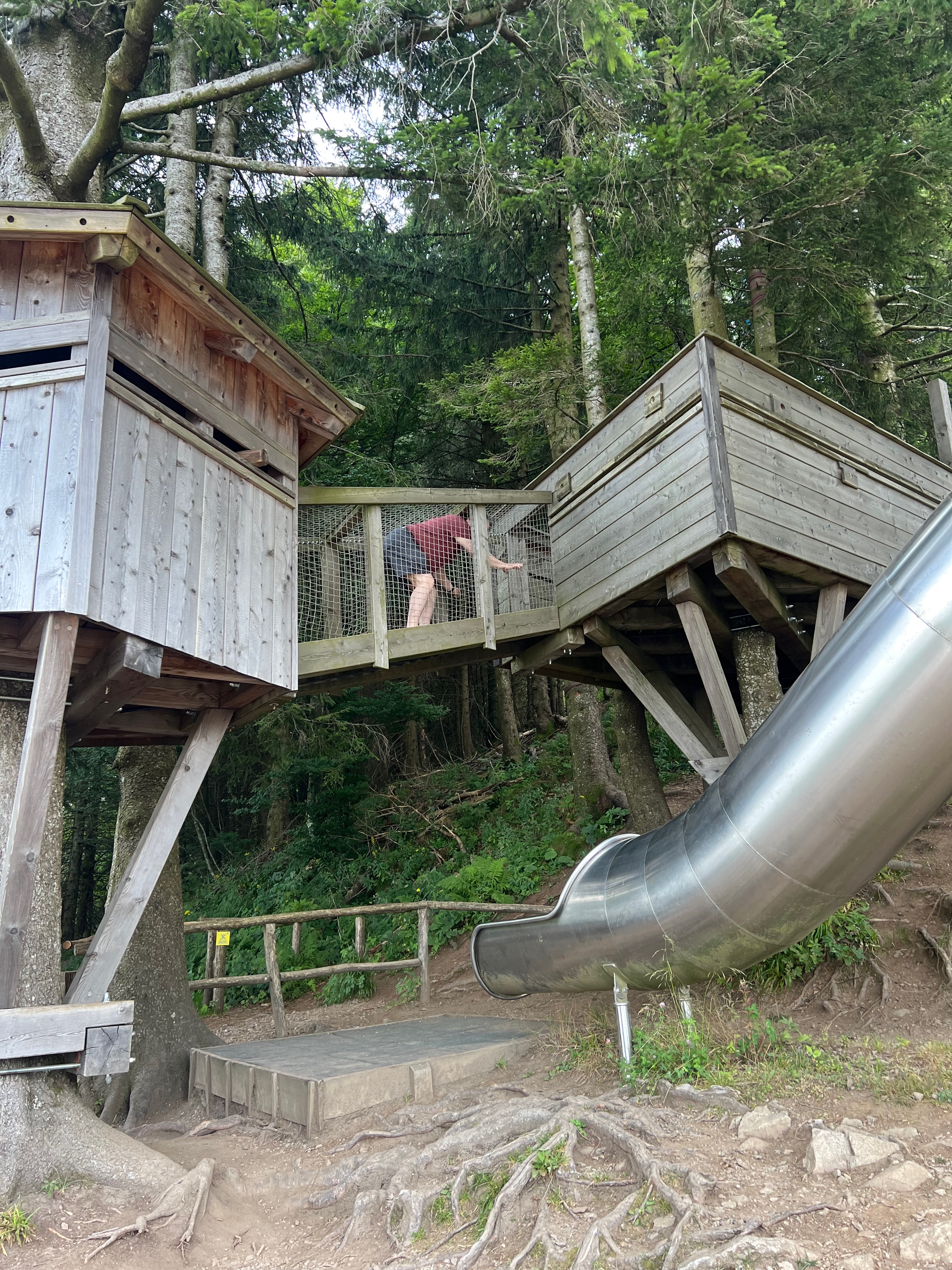 Grandpa traversing crevasse