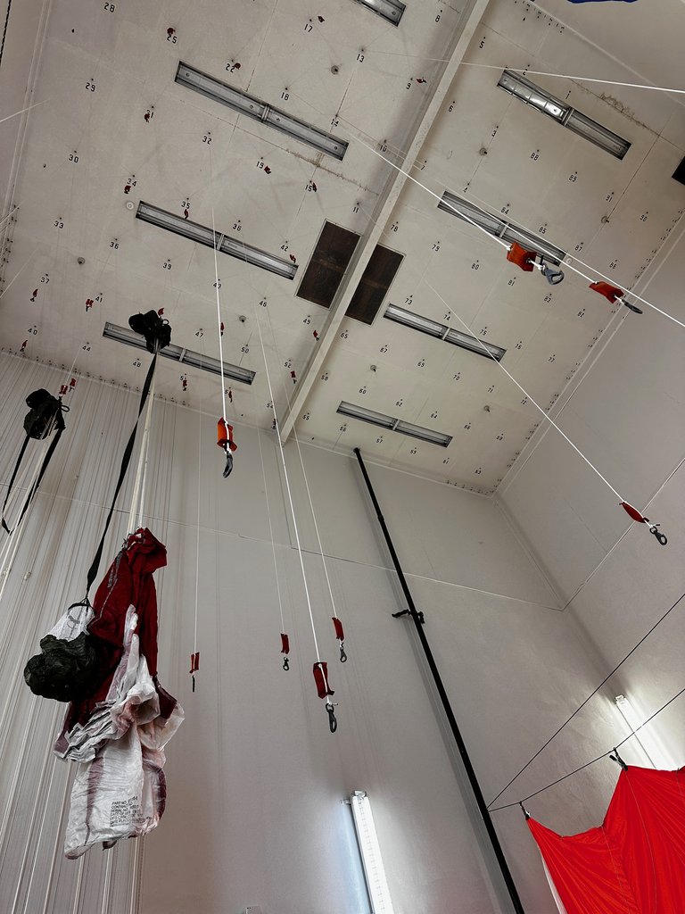 Parachute inspection room ceiling