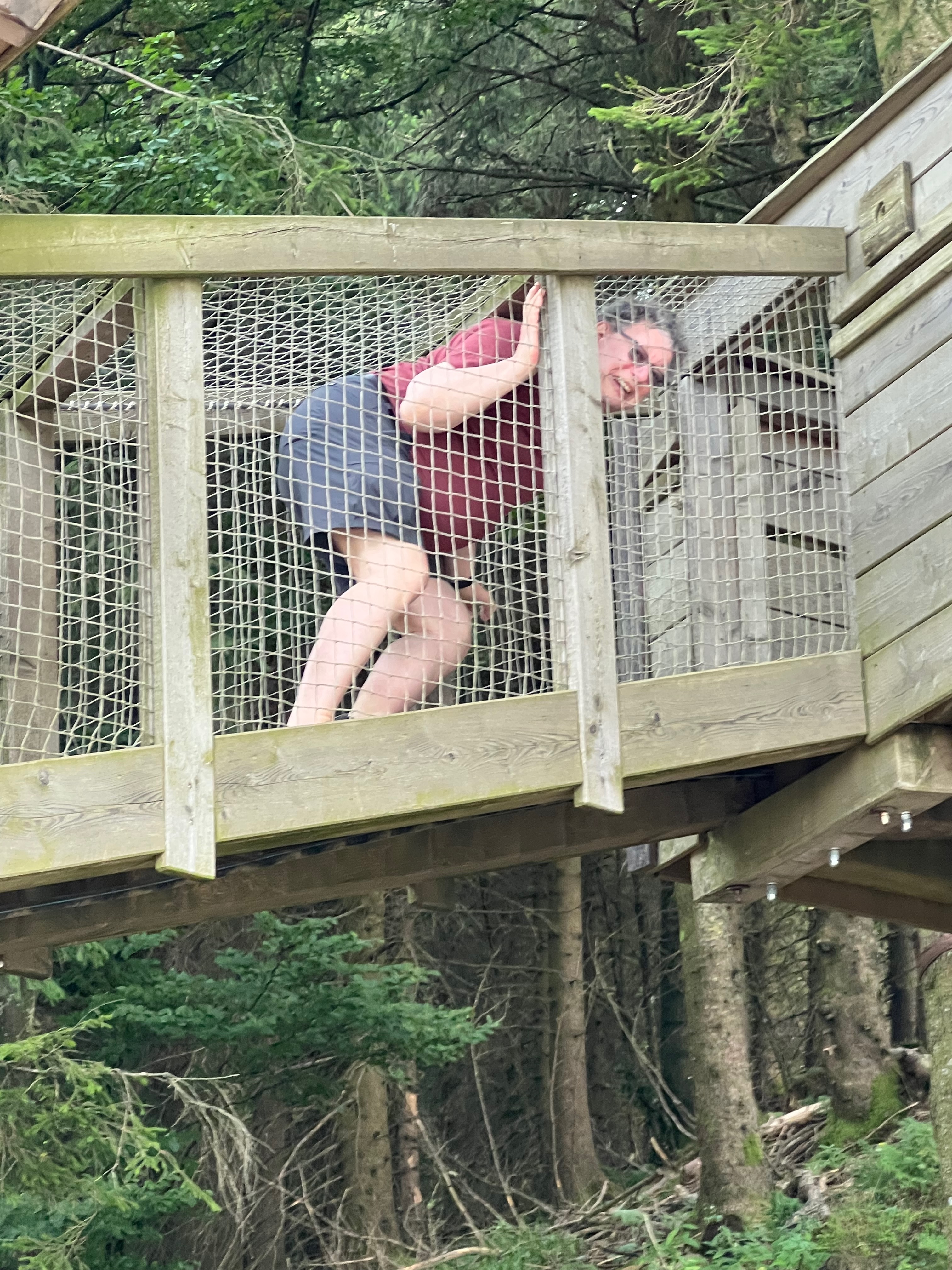 Grandpa traversing crevasse